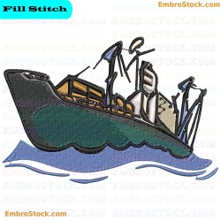 Ship Embroidery Design 1