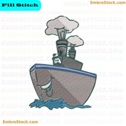 Ship Embroidery Design 6