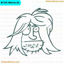 Simplified Face Sketch Embroidery Design 5