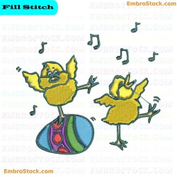 Singing Chicks Embroidery Design 3