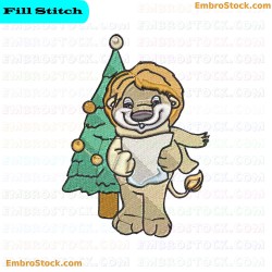 Singing Christmas Lion Embroidery Design 2