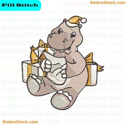 Singing Hippo Embroidery Design 5