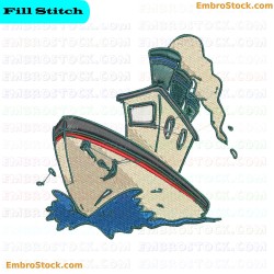 Sinking Ship Embroidery Design 10