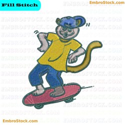 Skateboarding Bear Embroidery Design 5