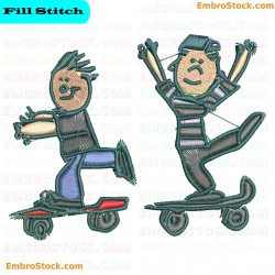 Skateboarding Characters Embroidery Design 22