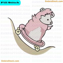 Skateboarding Hedgehog Embroidery Design 7