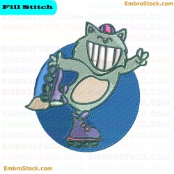 Skating Cat Embroidery Design 18