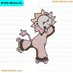 Skating Lion Embroidery Design 15