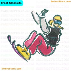 Skier Embroidery Design 6