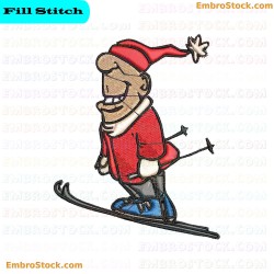 Skiing Character Embroidery Design 6