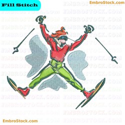 Skiing Character Embroidery Design 8