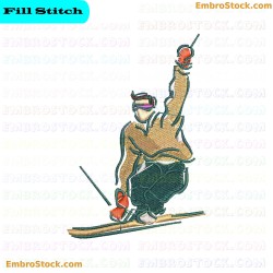 Skiing Embroidery Design 14