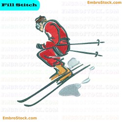 Skiing Embroidery Design 15