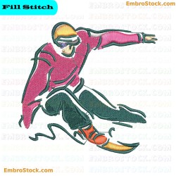 Skiing Embroidery Design 18