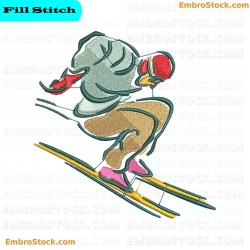 Skiing Embroidery Design 19