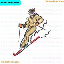 Skiing Embroidery Design 4