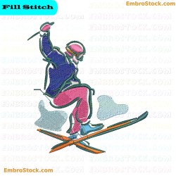 Skiing Embroidery Design 5