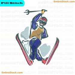 Skiing Embroidery Design 7