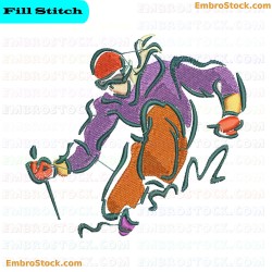 Skiing Embroidery Design 9