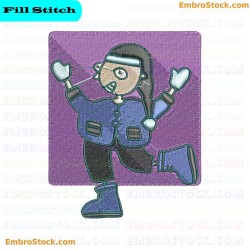 Skiing Fun Embroidery Design 5