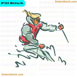 Skiing Ski Embroidery Design 17