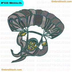 Skydiver In Flight Embroidery Design 7