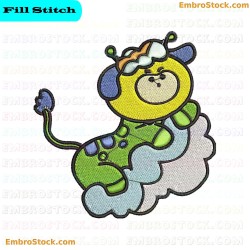 Sleeping Animal Character Embroidery Design 9