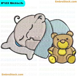 Sleeping Baby Boy And Teddy Bear Embroidery Design 4