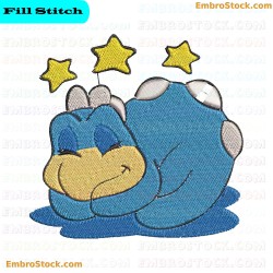 Sleeping Baby Dinosaur With Stars Embroidery Design 5