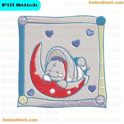 Sleeping Baby In Moon Cradle Embroidery Design 5