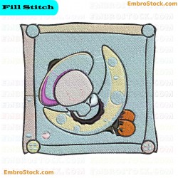 Sleeping Baby On Moon Embroidery Design 4