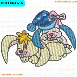 Sleeping Bunnies Embroidery Design 8