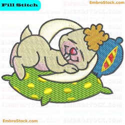 Sleeping Bunny Embroidery Design 1