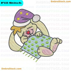 Sleeping Bunny Embroidery Design 6