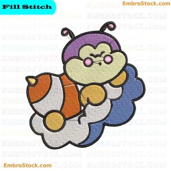 Sleeping Fantasy Bee Embroidery Design 4