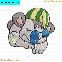 Sleeping Koala With Australian Hat Embroidery Design 9