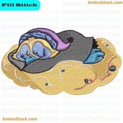 Sleeping Moon Embroidery Design 1