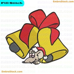 Sleeping Mouse In Christmas Bell Embroidery Design 7