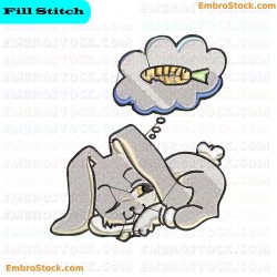 Sleeping Rabbit Dreaming Of Carrot Embroidery Design 6