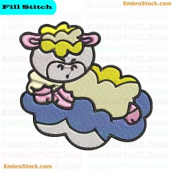 Sleeping Sheep On Cloud Embroidery Design 5