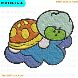 Sleeping Turtle On Clouds Embroidery Design 6