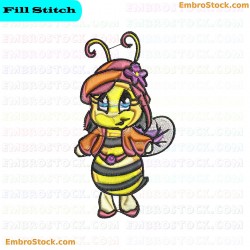 Smiling Animated Bee Embroidery Design 5