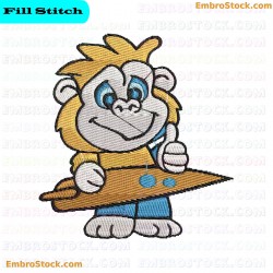 Smiling Beach Monkey Embroidery Design 10