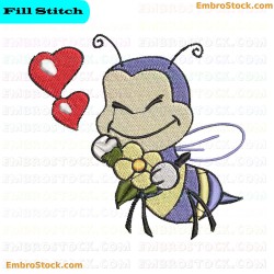 Smiling Bee Embroidery Design 104