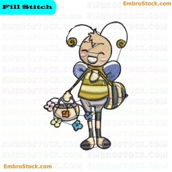 Smiling Bee Embroidery Design 10