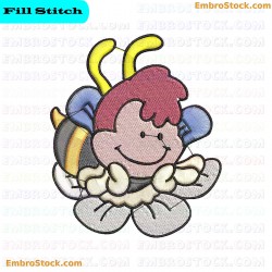 Smiling Bee Embroidery Design 3