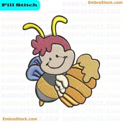 Smiling Bee Embroidery Design 5