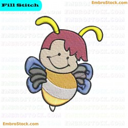 Smiling Bee Embroidery Design 9