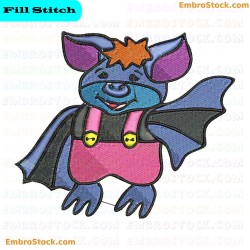 Smiling Cartoon Bat Embroidery Design 3