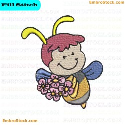 Smiling Cartoon Bee Embroidery Design 8